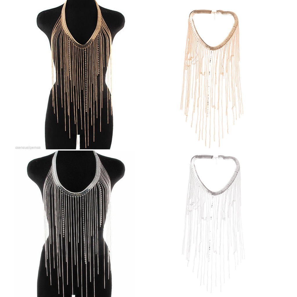 Crossover Tassel Body Chain Suit Long Body Chain Necklace Jewelry Gold