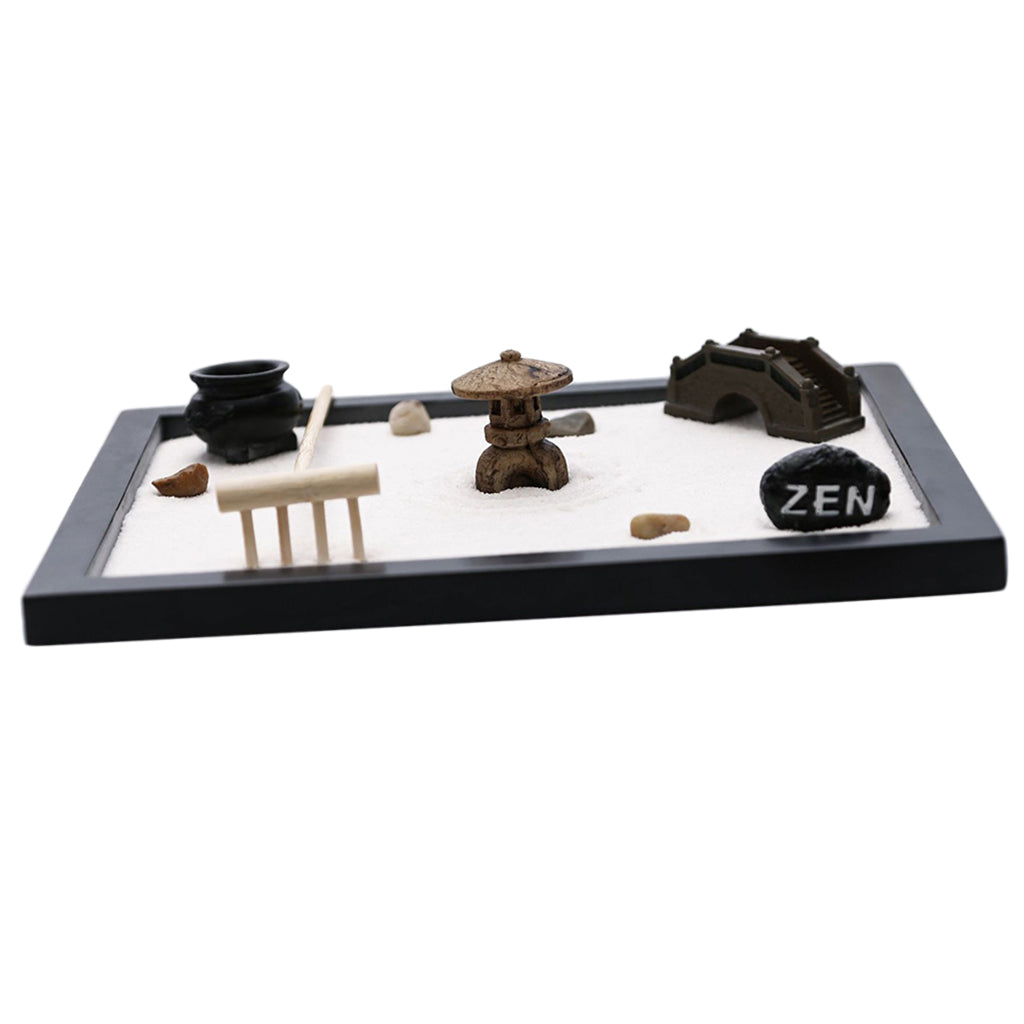 Wooden Zen Sand Box Mini Desktop Sandbox Garden Office Decoration