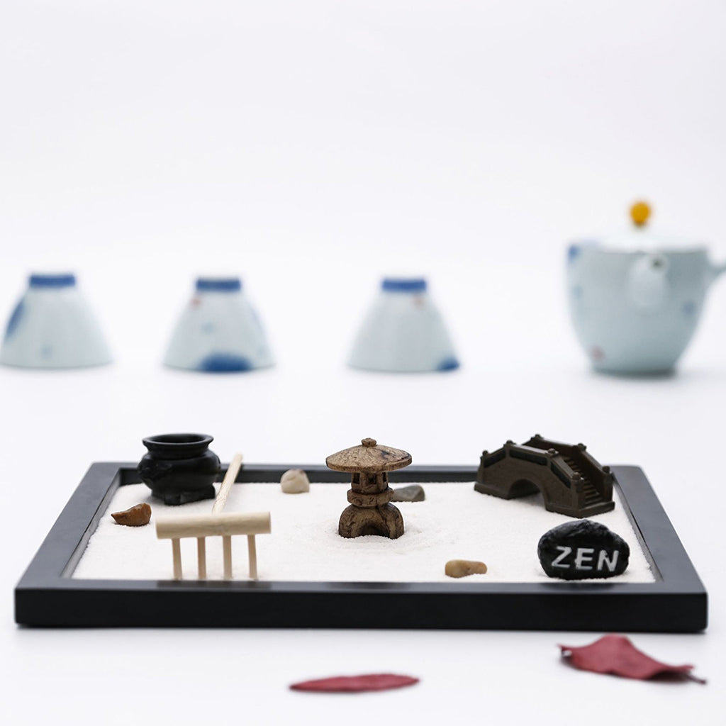 Wooden Zen Sand Box Mini Desktop Sandbox Garden Office Decoration