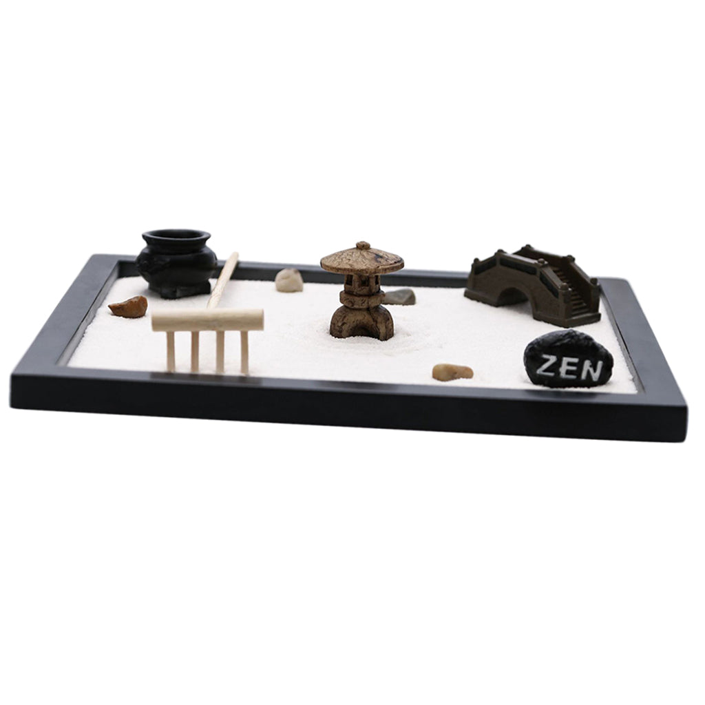 Wooden Zen Sand Box Mini Desktop Sandbox Garden Office Decoration