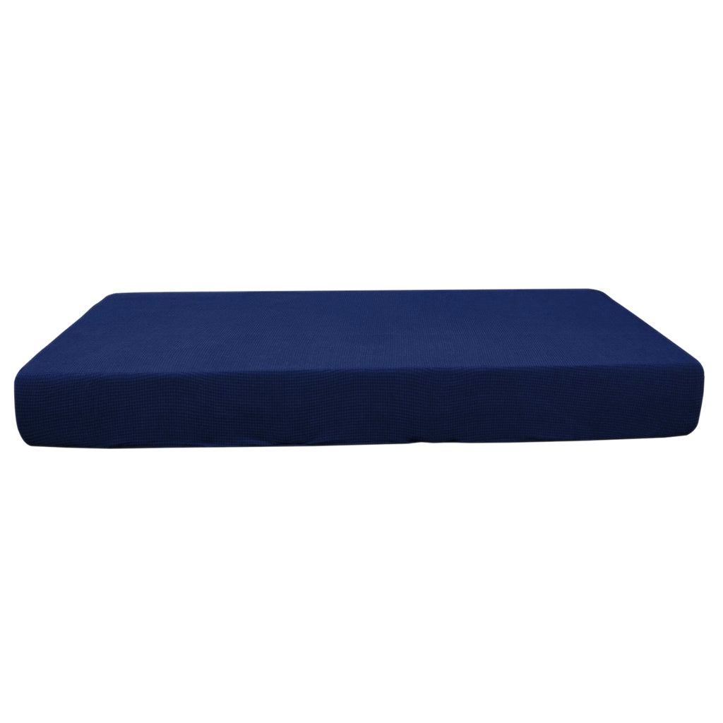 Stretch Spandex Jacquard Sofa Couch Seat Cushion Cover Dark Blue-Size M