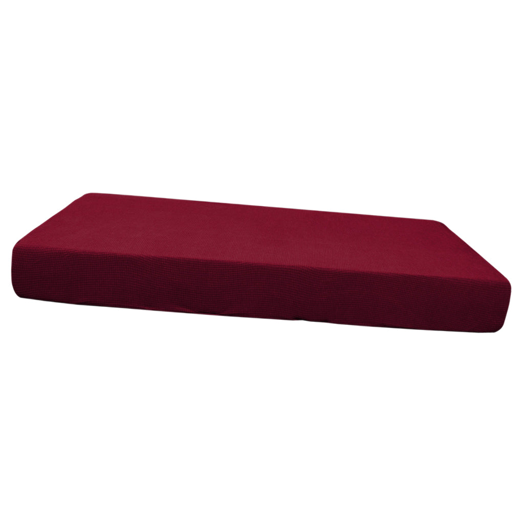 Stretch Spandex Jacquard Sofa Couch Seat Cushion Cover Wine Red-Size M