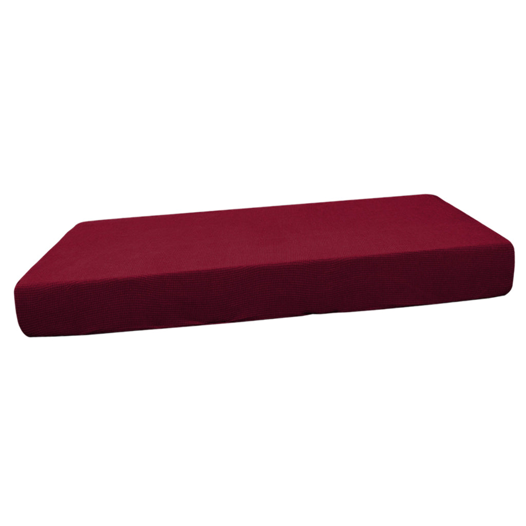 Stretch Spandex Jacquard Sofa Couch Seat Cushion Cover Wine Red-Size M