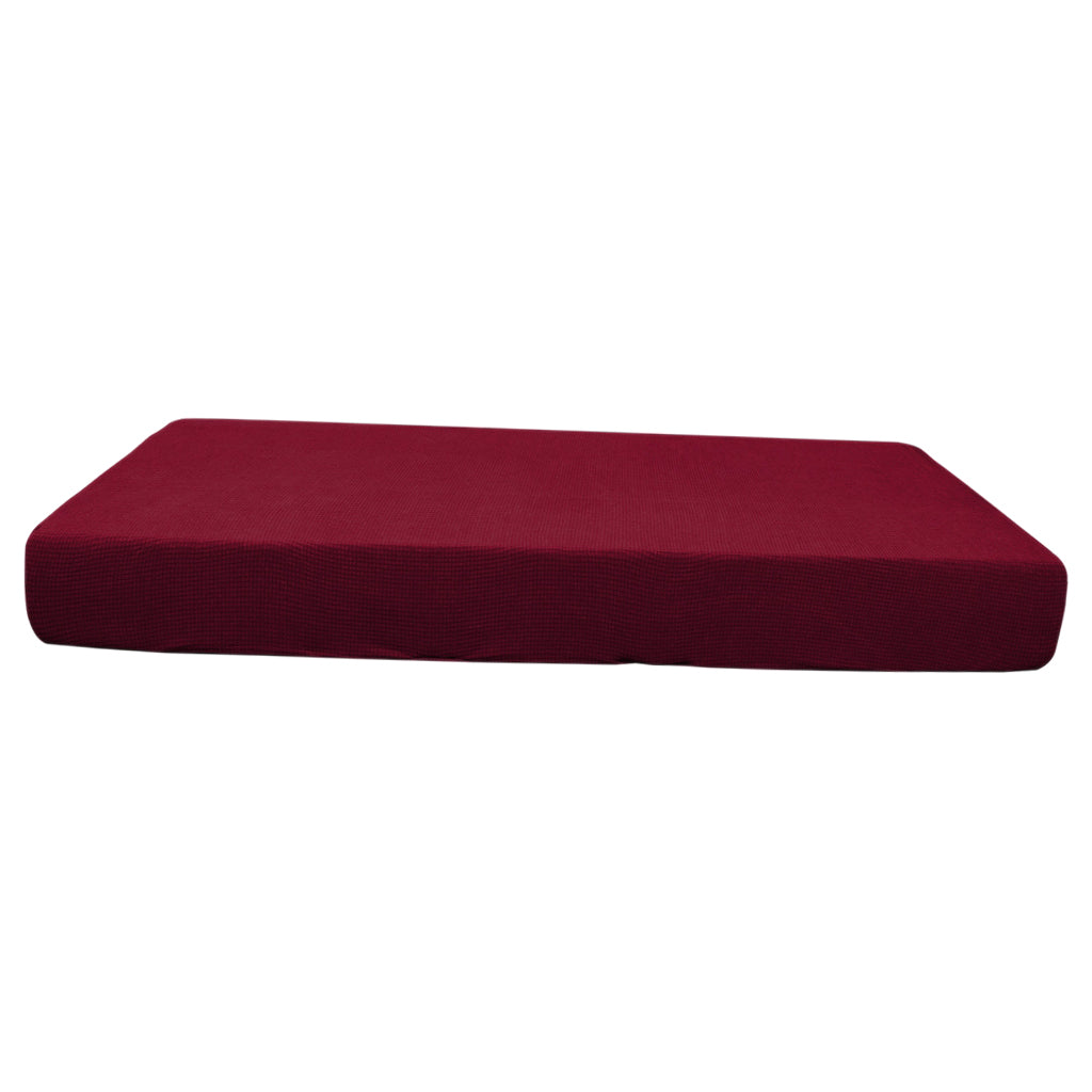 Stretch Spandex Jacquard Sofa Couch Seat Cushion Cover Wine Red-Size M