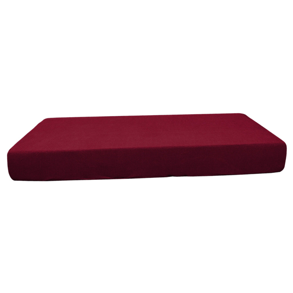 Stretch Spandex Jacquard Sofa Couch Seat Cushion Cover Wine Red-Size M