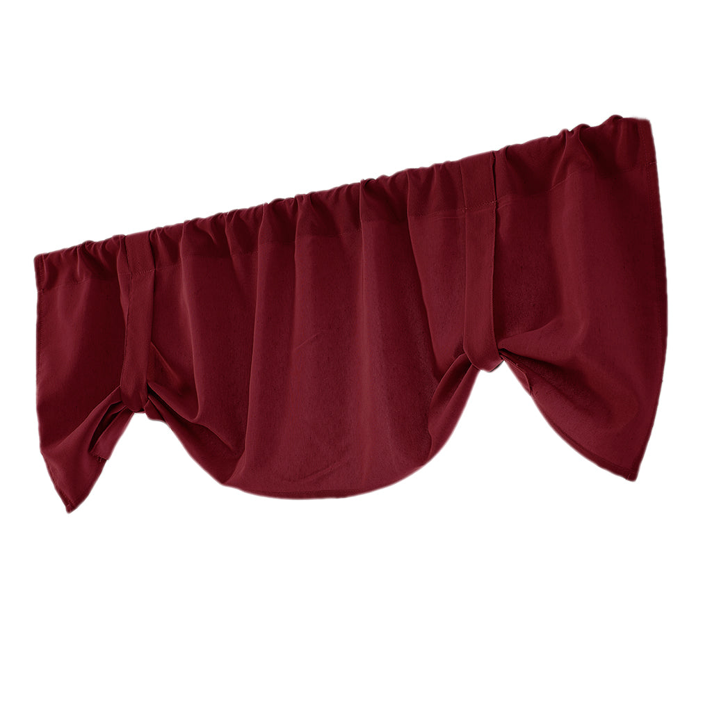 Solid Color Window Voile Sheer Curtain Valance Tiers Burgundy