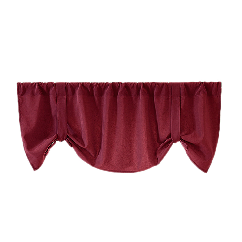 Solid Color Window Voile Sheer Curtain Valance Tiers Burgundy