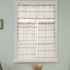 Rod Pocket Checked Linen Window Voile Curtain Valance Tier Red 137x61cm