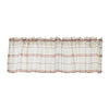 Rod Pocket Checked Linen Window Voile Curtain Valance Tier Red 137x61cm