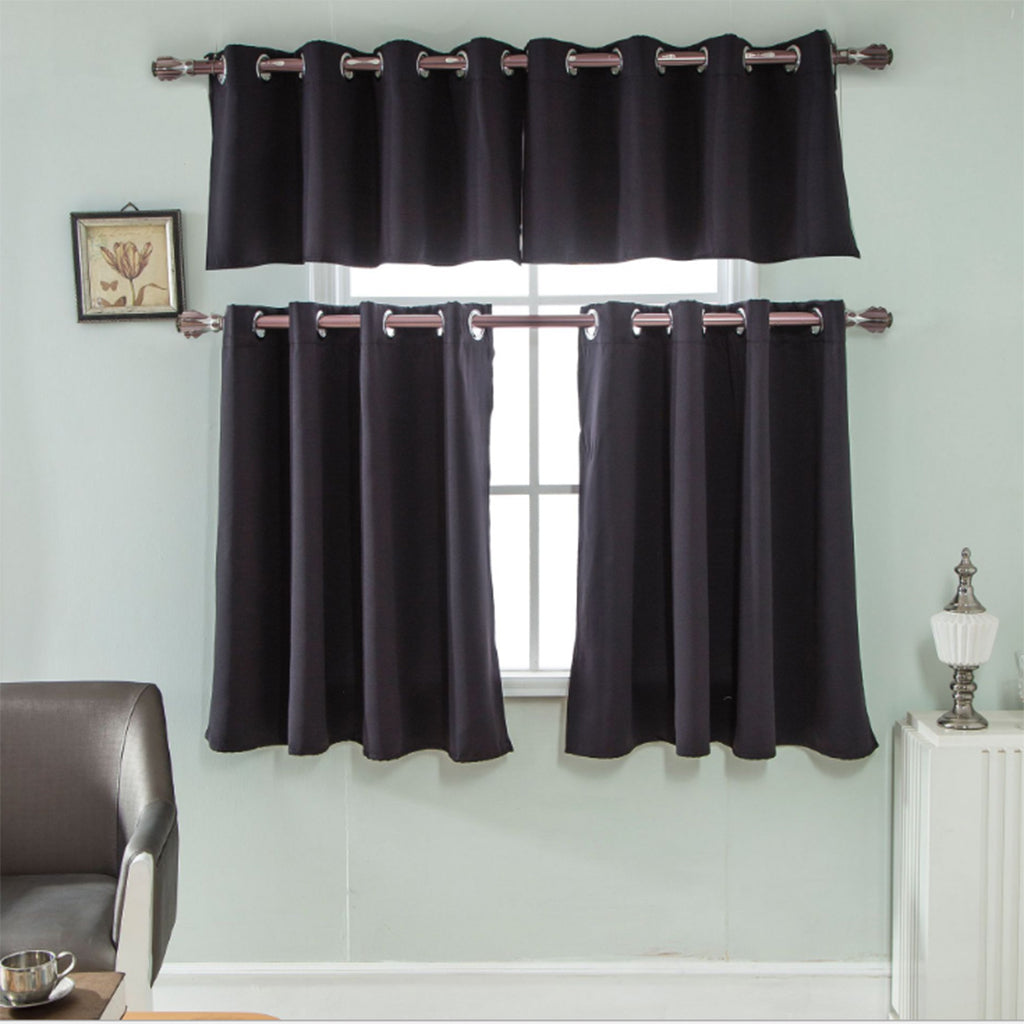 Solid Colored Short Valance Curtains Kitchen Window Treatment Black L