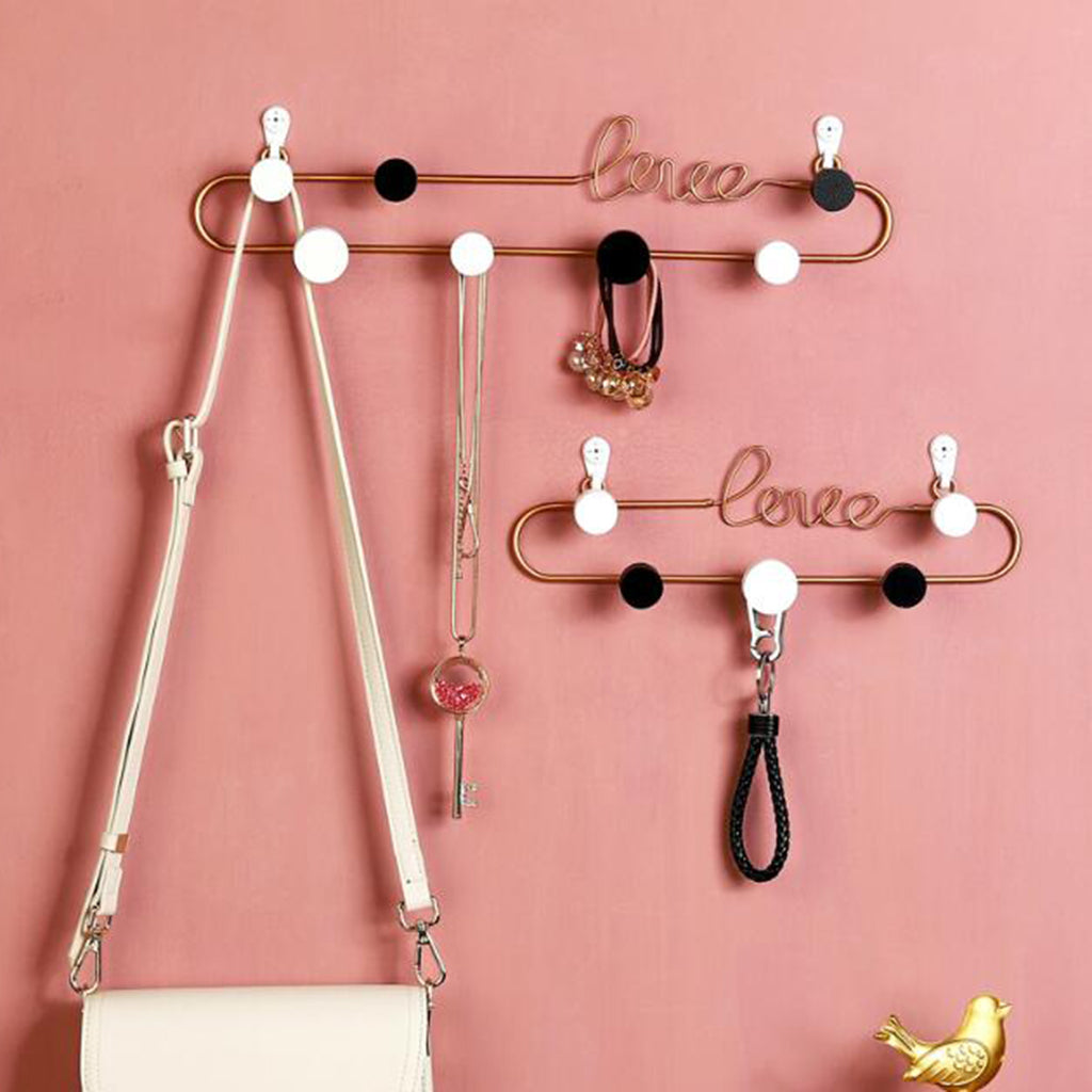 Modern Wall Hanger Hooks Home Organizer Decorative Keys Hat Necklace Holder Golden L