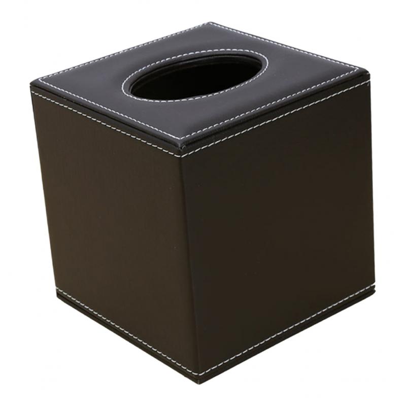 Square Countertop Tissue Box Holder Paper Napkin Box Cover PU Leather Coffee