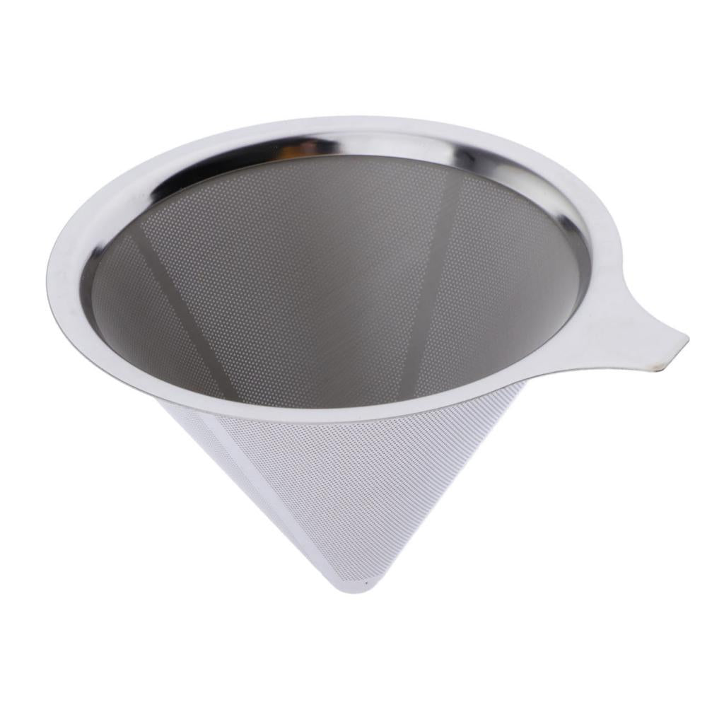 1 Pc Coffee Filter Stainless Steel Pour Over Cone Dripper Reusable 12.5cm A