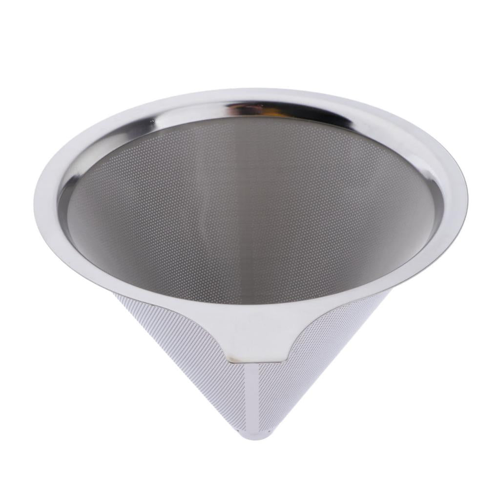 1 Pc Coffee Filter Stainless Steel Pour Over Cone Dripper Reusable 12.5cm A