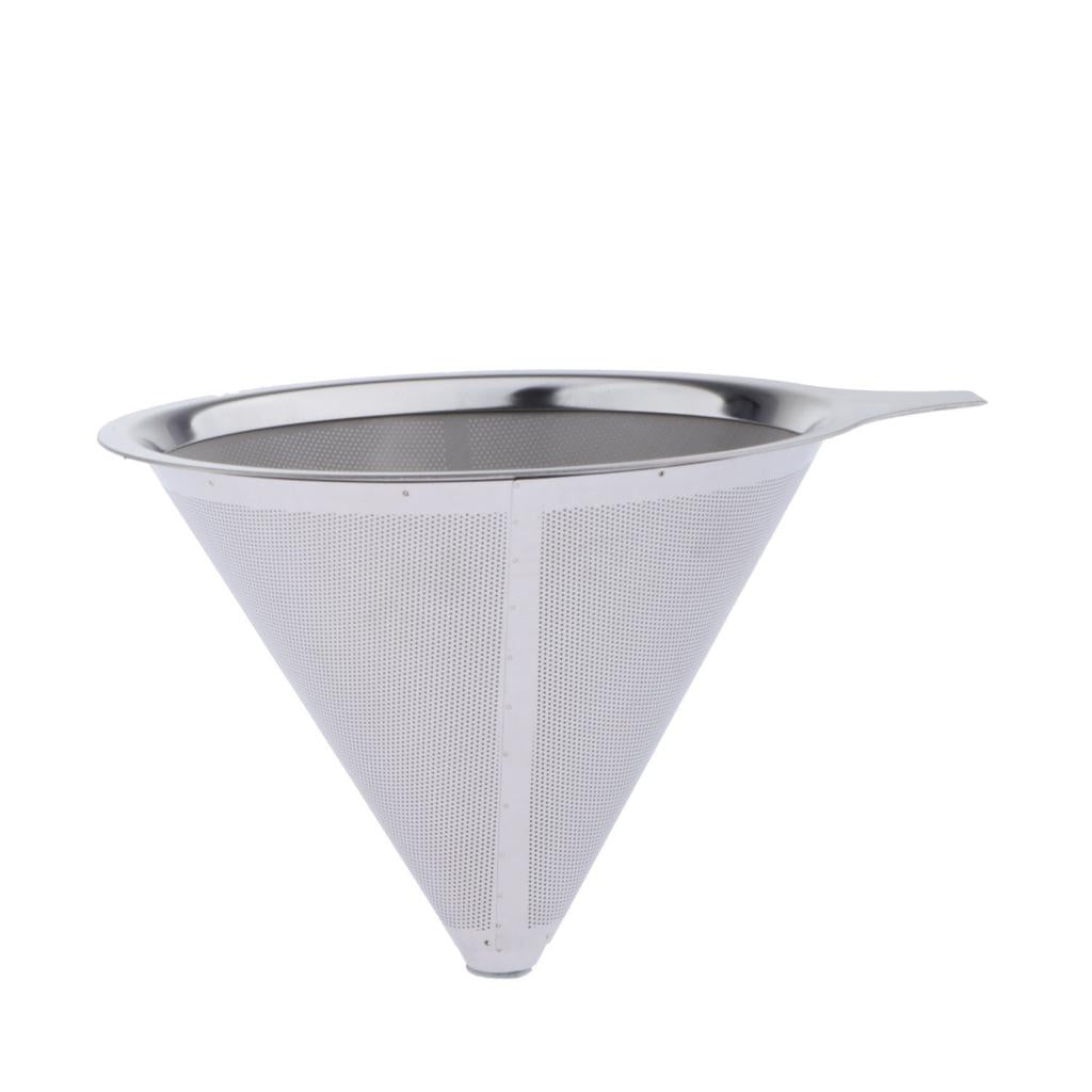 1 Pc Coffee Filter Stainless Steel Pour Over Cone Dripper Reusable 12.5cm A