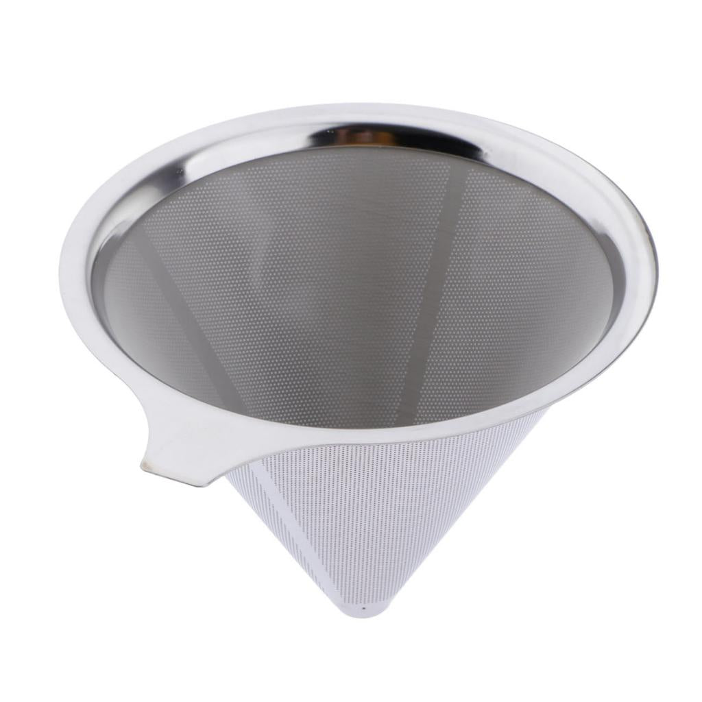 1 Pc Coffee Filter Stainless Steel Pour Over Cone Dripper Reusable 12.5cm A