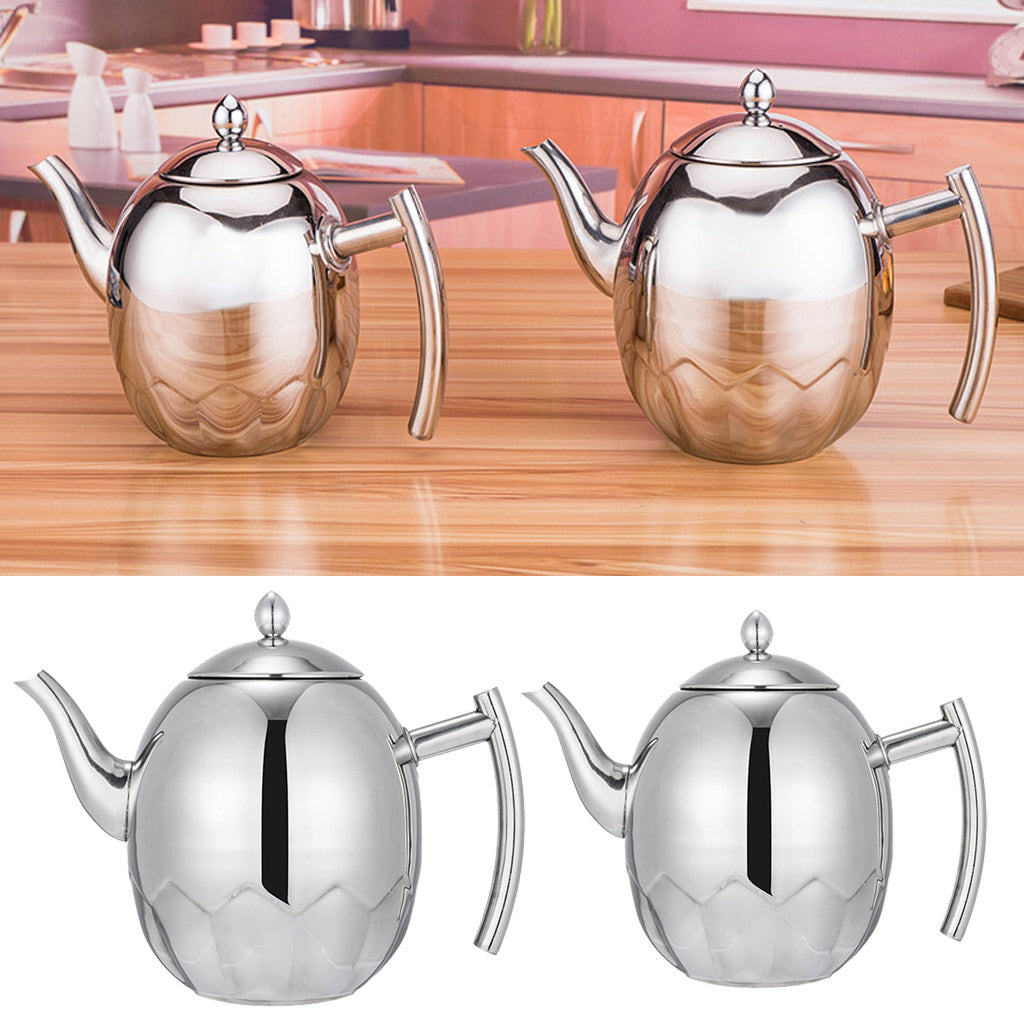 Stainless Metal Teapot Coffee Tea Kettle Loose Leaf Teapot with Infuser 1.5L