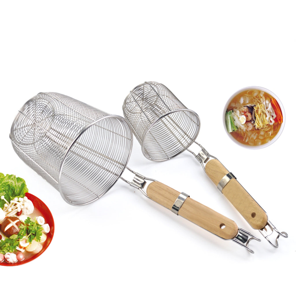 Kitchen Noodle Strainer with Hook, Stainless Steel, Deep Fry Basket  M