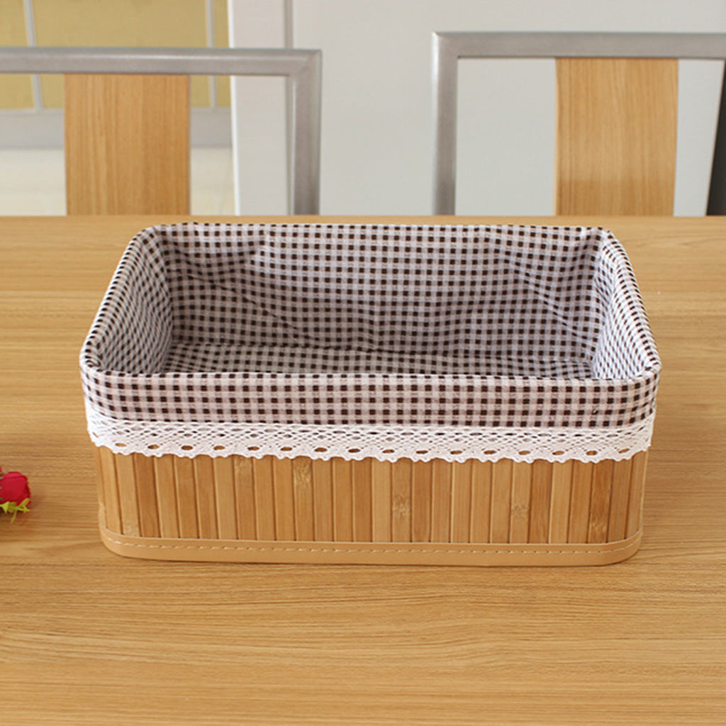 Weaving Storage Basket Bamboo Handmade Snacks Toys Storage Box 20x16x10cm