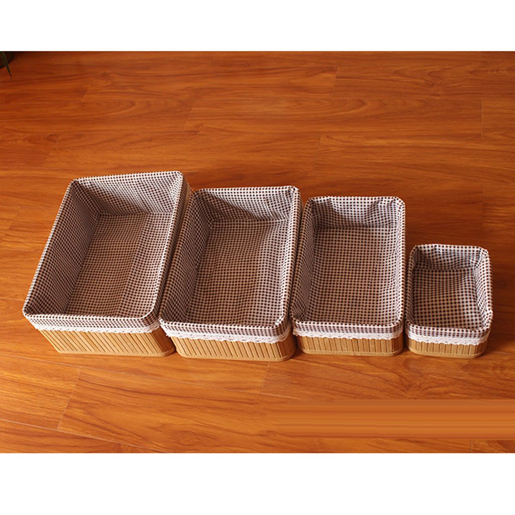 Weaving Storage Basket Bamboo Handmade Snacks Toys Storage Box 20x16x10cm