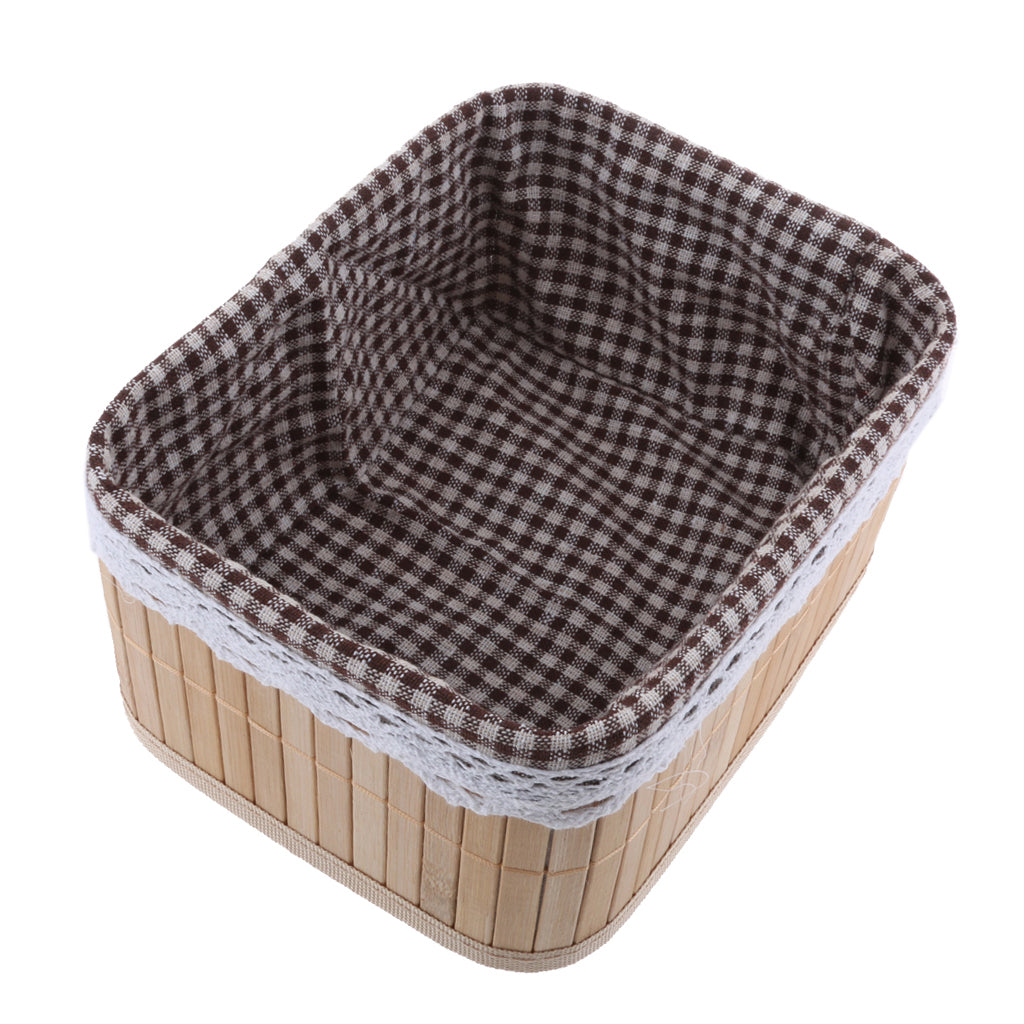 Weaving Storage Basket Bamboo Handmade Snacks Toys Storage Box 20x16x10cm