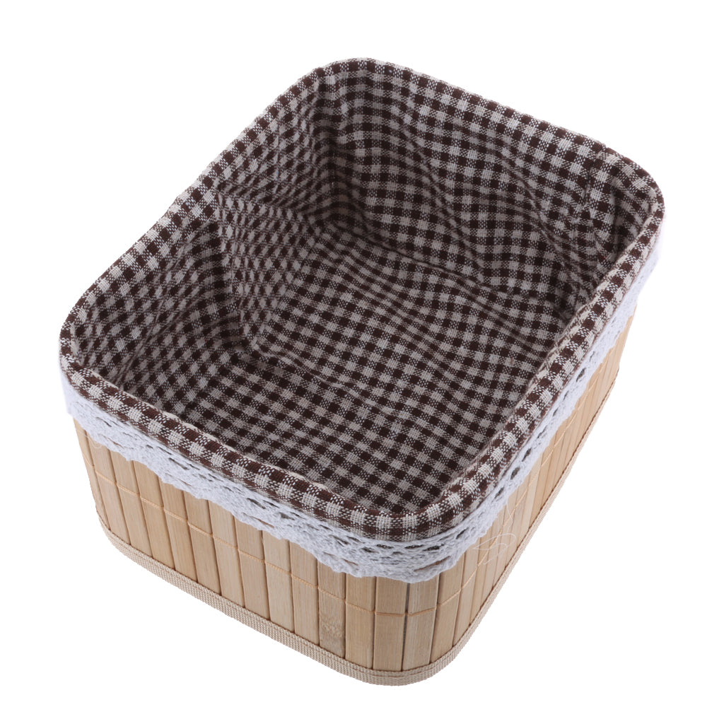 Weaving Storage Basket Bamboo Handmade Snacks Toys Storage Box 20x16x10cm