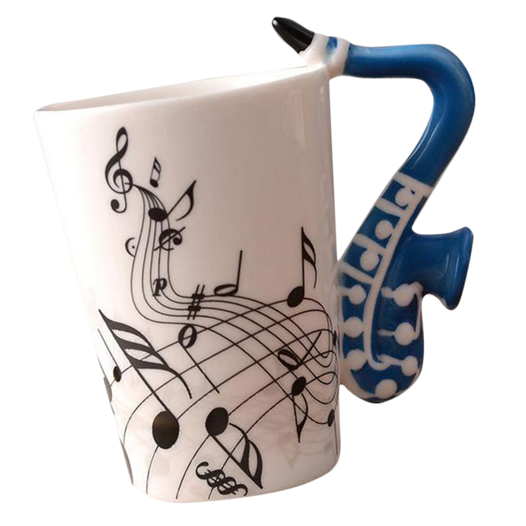 Ceramic Cup Coffee Mug Instrument Mug Creative Gift Blue Saxophone