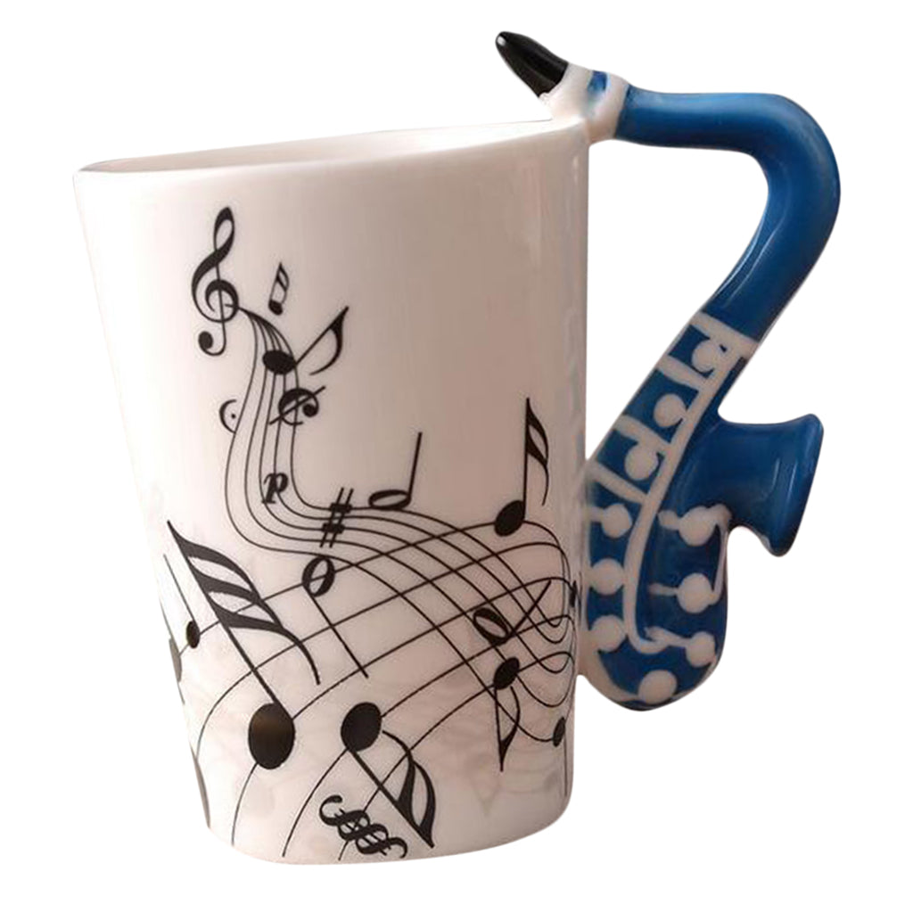 Ceramic Cup Coffee Mug Instrument Mug Creative Gift Blue Saxophone