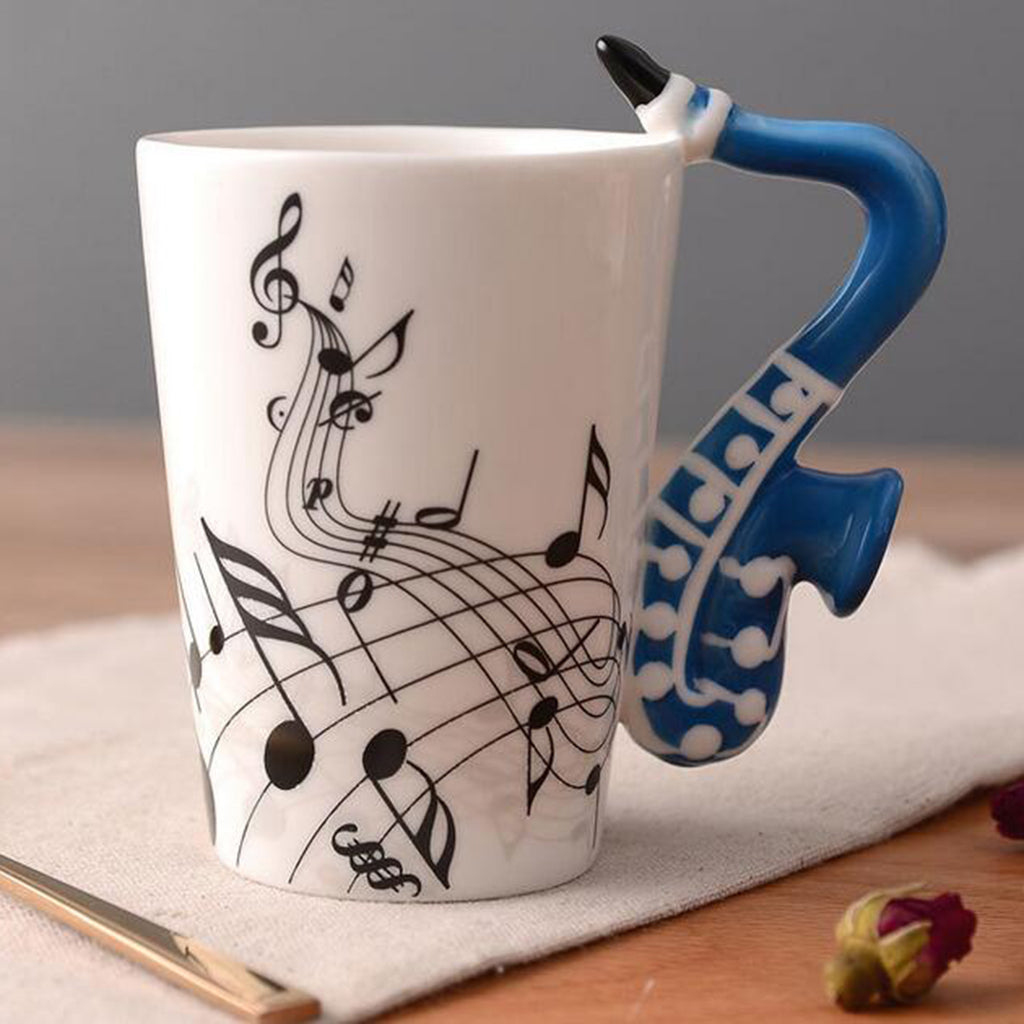 Ceramic Cup Coffee Mug Instrument Mug Creative Gift Blue Saxophone