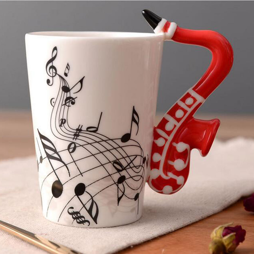 Ceramic Cup Coffee Mug Instrument Mug Creative Gift Red Saxophone