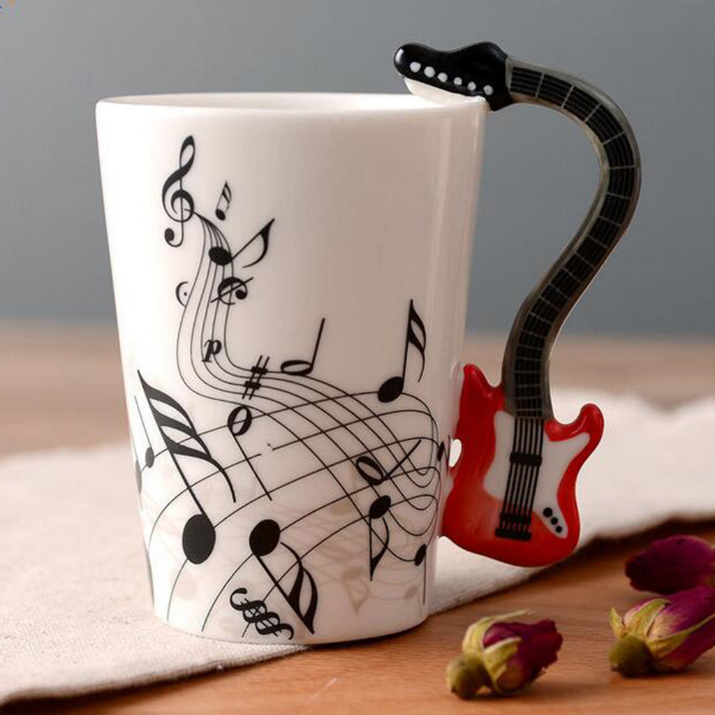 Ceramic Cup Coffee Mug Instrument Mug Creative Gift Red Guitar