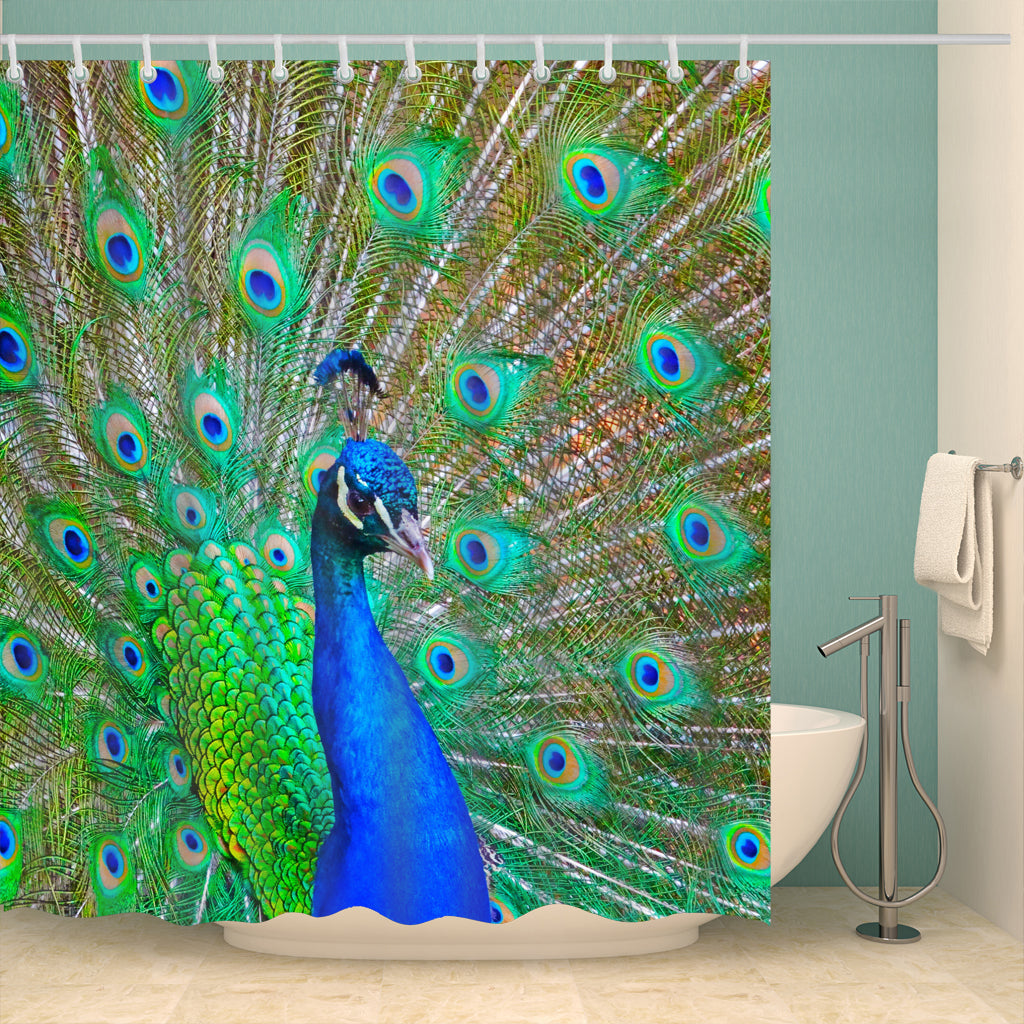 Modern Digital Printing Bathroom Shower Curtain with 12 Hooks 180cm x 180cm