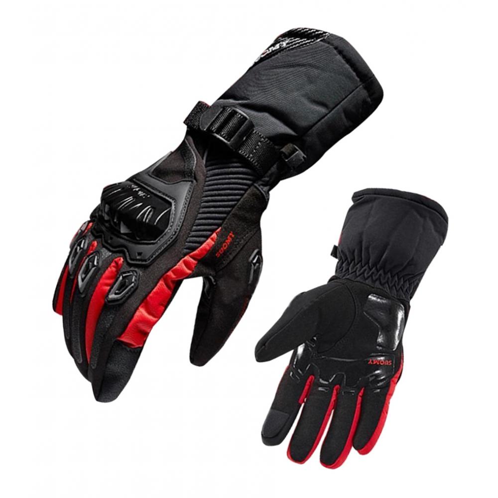 Waterproof Motorcycle Motobike Scooter Leather Sports Long Gloves Red XXL