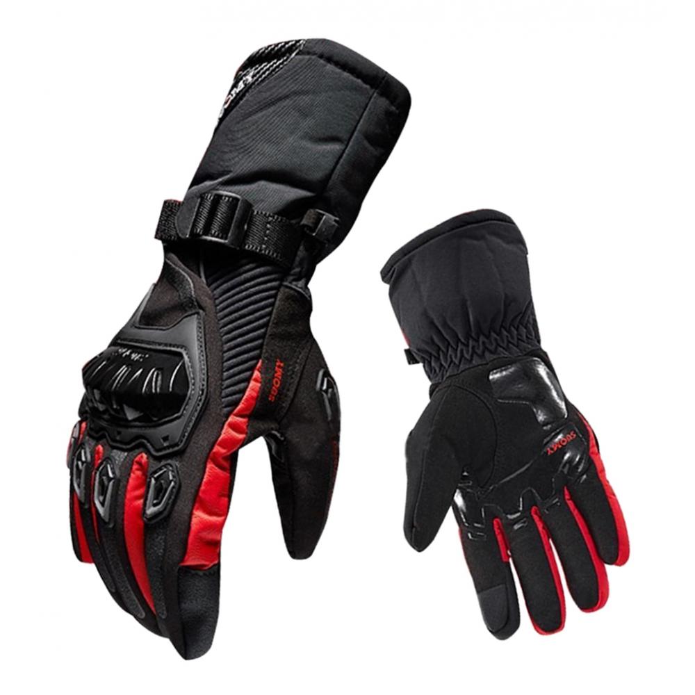 Waterproof Motorcycle Motobike Scooter Leather Sports Long Gloves Red XXL