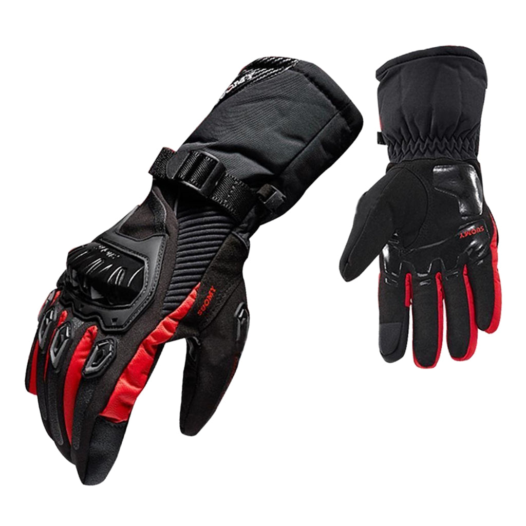 Waterproof Motorcycle Motobike Scooter Leather Sports Long Gloves Red XXL