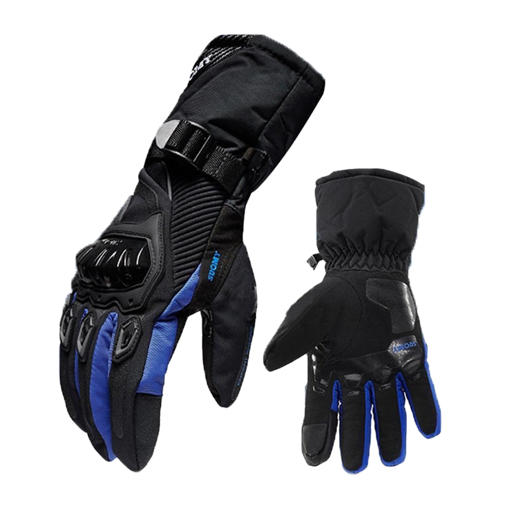 Waterproof Motorcycle Motobike Scooter Leather Sports Long Gloves Blue  XXL