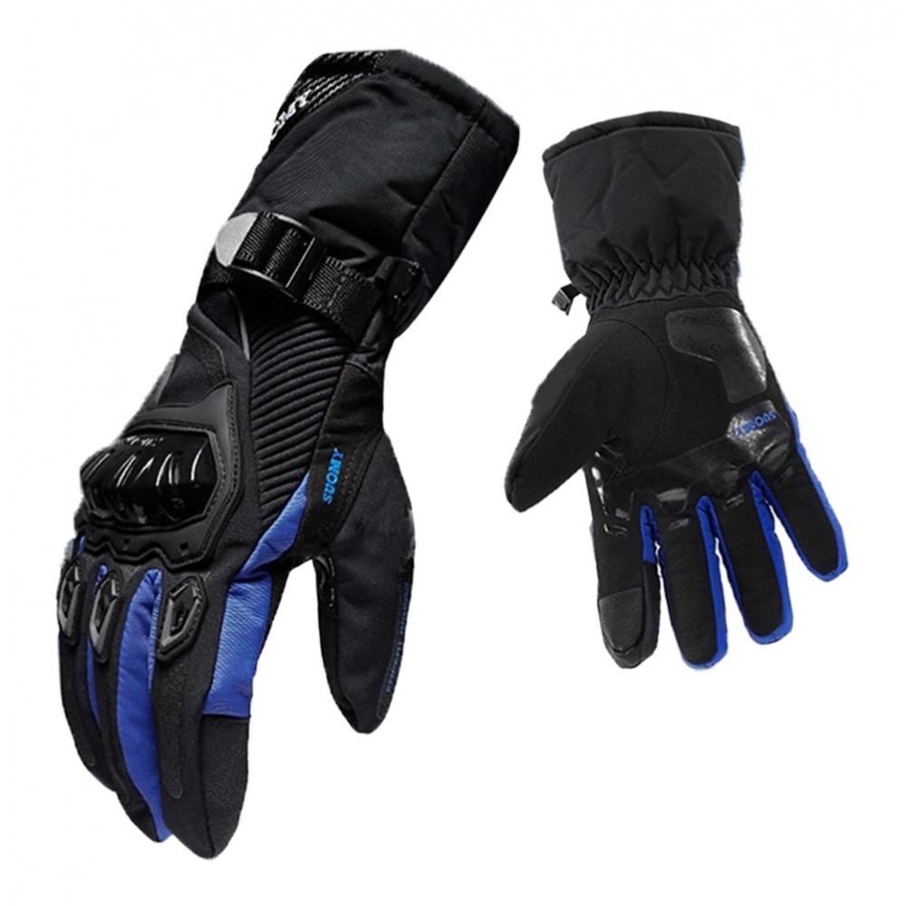 Waterproof Motorcycle Motobike Scooter Leather Sports Long Gloves Blue  XXL