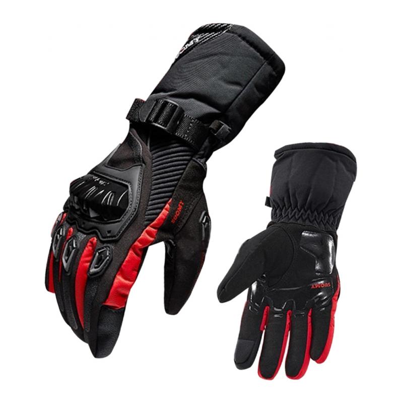 Waterproof Motorcycle Motobike Scooter Leather Sports Long Gloves Red L