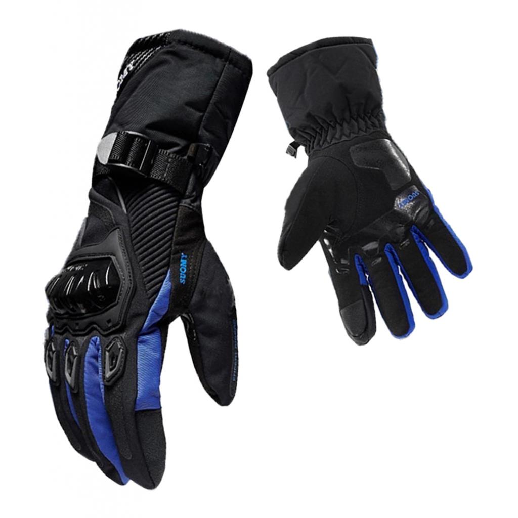 Waterproof Motorcycle Motobike Scooter Leather Sports Long Gloves Blue L