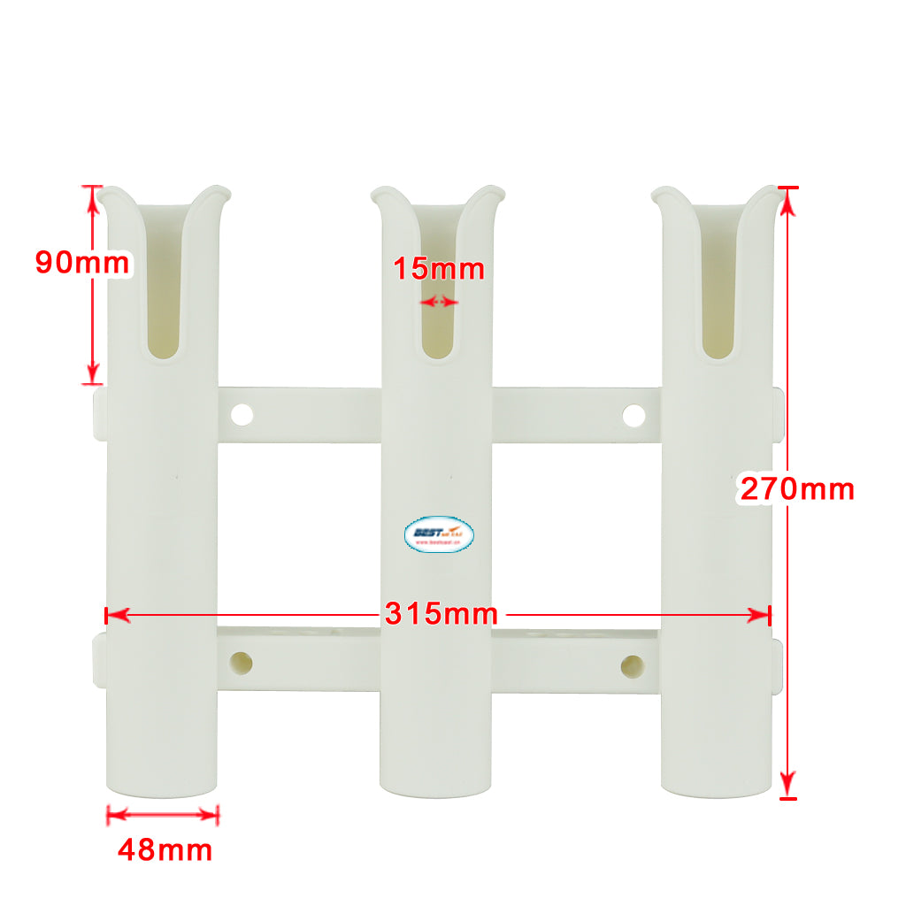 3 Tubes White Fishing Rod Holder Pole Mount Bracket for Marine Fishing Boat