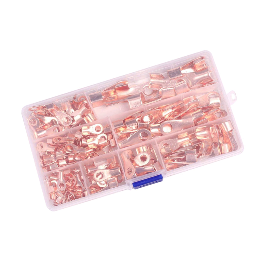 Open Barrel Wire Crimp Connector Copper Ring Lug Terminals Assortment Kit