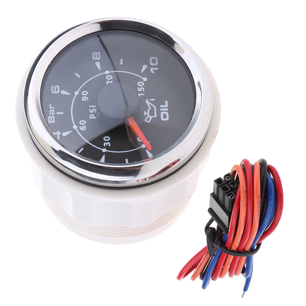 7 Colors LED Oil Pressure Meter 52mm Round Gauge Waterproof 9V-32V Black 1