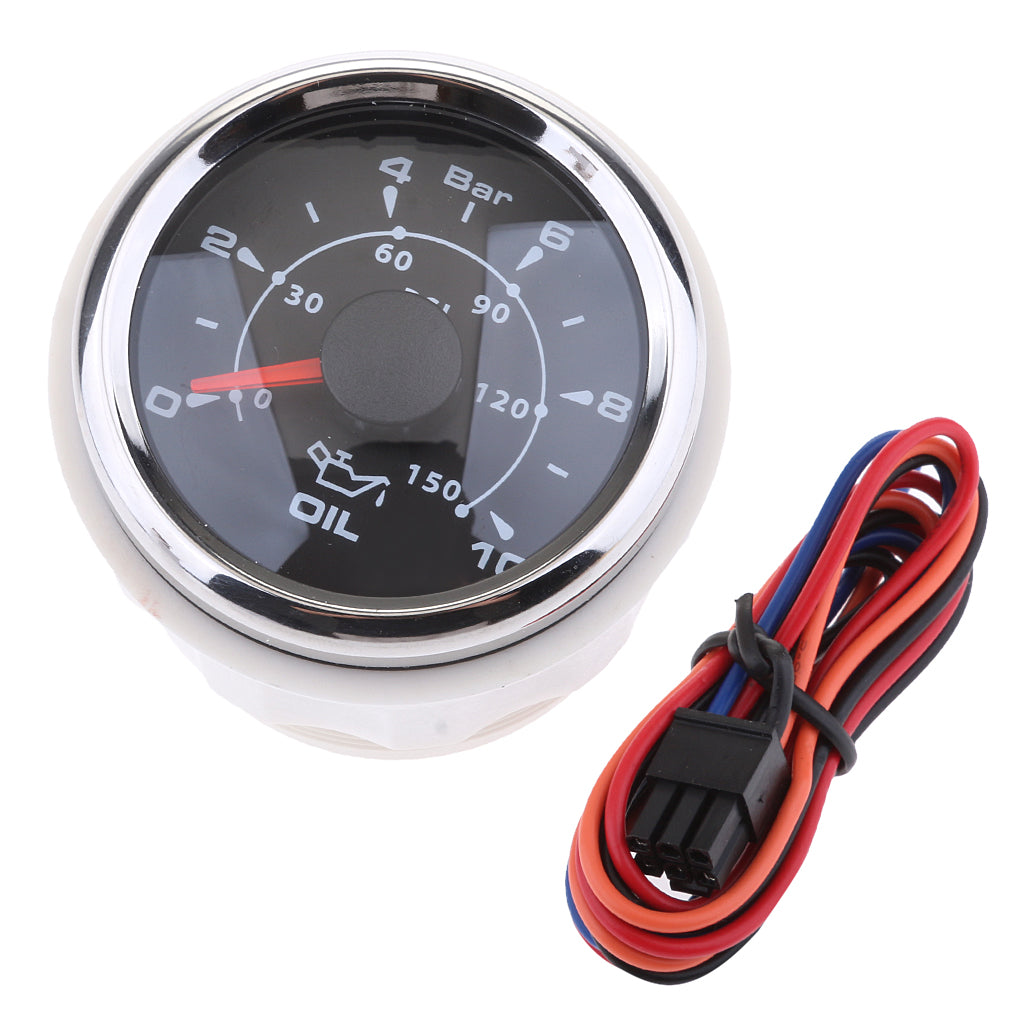 7 Colors LED Oil Pressure Meter 52mm Round Gauge Waterproof 9V-32V Black 1