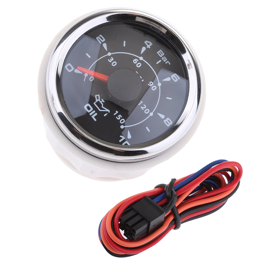 7 Colors LED Oil Pressure Meter 52mm Round Gauge Waterproof 9V-32V Black 1