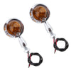 Pair of Universal Motorcycle Metal Turn Signals Indicator Lamps Sliver 3