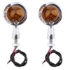 Pair of Universal Motorcycle Metal Turn Signals Indicator Lamps Sliver 3