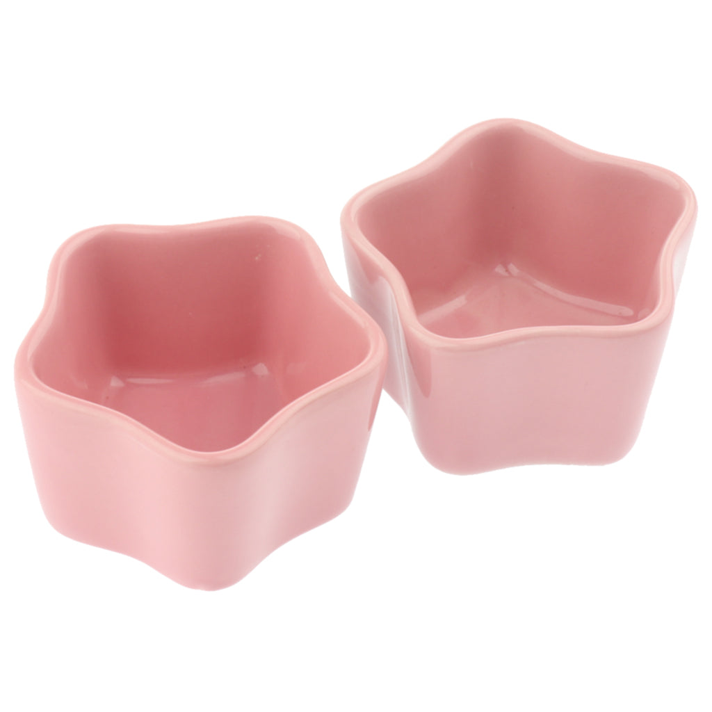 1 Pair Small Ceramic Bowl Pet Hamster Rabbit Feeding Bowl Pink_Star