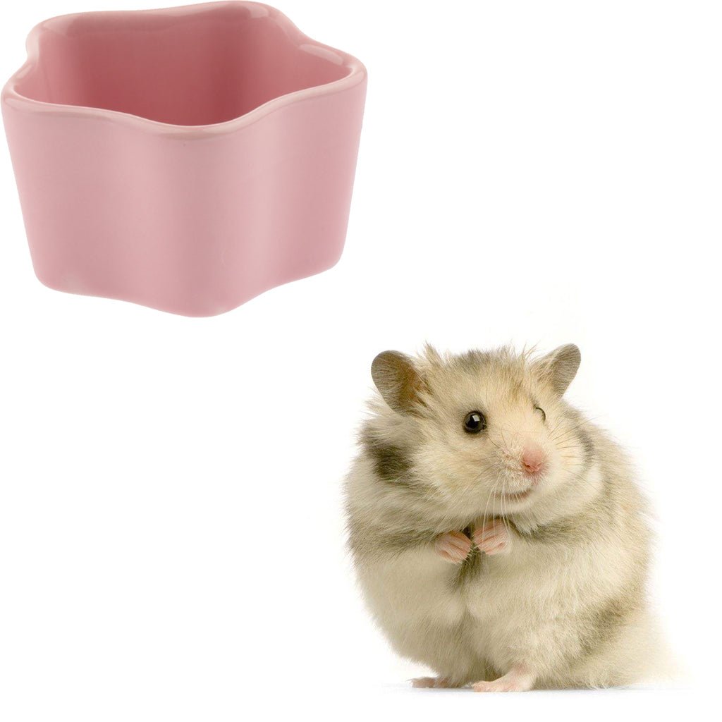 1 Pair Small Ceramic Bowl Pet Hamster Rabbit Feeding Bowl Pink_Star