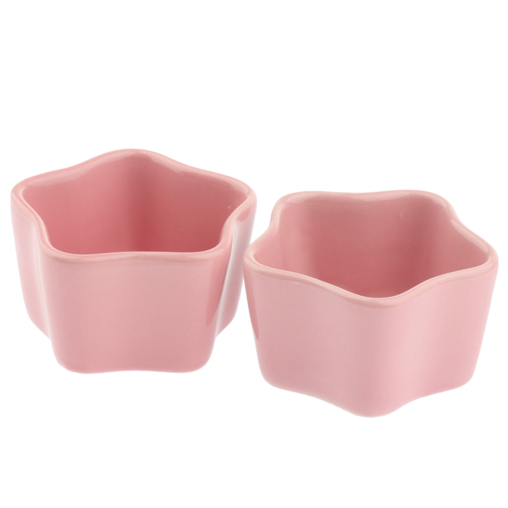 1 Pair Small Ceramic Bowl Pet Hamster Rabbit Feeding Bowl Pink_Star