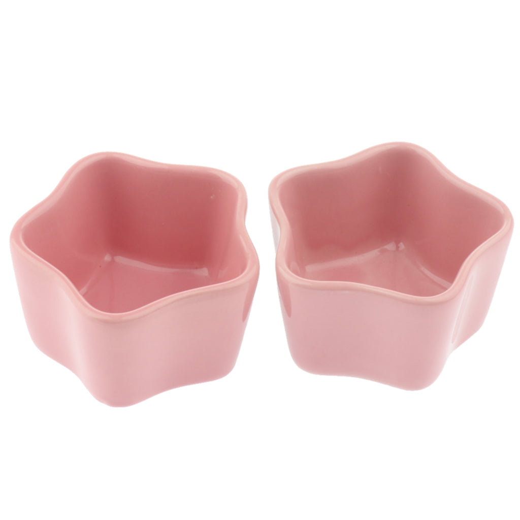 1 Pair Small Ceramic Bowl Pet Hamster Rabbit Feeding Bowl Pink_Star